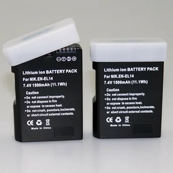 7.4 V, 1500 mah EN-EL14 Baterijomis LT EL14a Fotoaparato Bateriją Pack Nikon EN EL14 D5200 D3100 D3200 D5100 P7000 P7100 MH-24