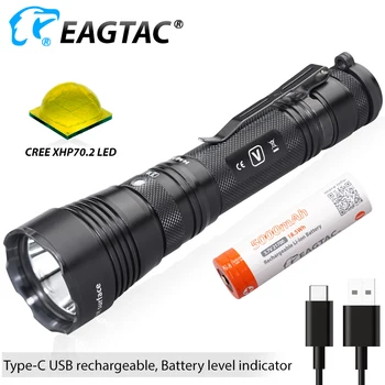 EAGTAC G3V Taktinis LED Žibintuvėlis Ultra-Bright-Fakelas 21700 5000mAh Akumuliatorius USB Įkrovimo Vandeniui Policijos Šviesos