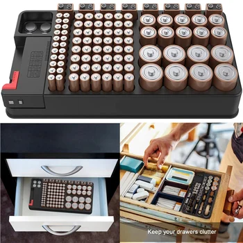 Powerlion Baterija Rūšiavimo Dėžutė, Baterija Detektorius, Tinka AAA, AA, C, D, 9V ir Mygtukas Baterijos Laikymo Dėžutė Gali Turėti 110 Batterie