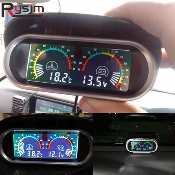 2 in 1 Skaitmeninis LCD Automobilio Gabaritai Vandens Temperatūros Daviklis 10mm jutiklis+Voltmeter Įtampos Matuokliai 12V 24V automobilių, sunkvežimių Dyzelinas