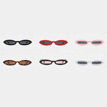 Kachawoo mažas ovalo formos akiniai nuo saulės vyrams black red leopard baltos, rausvos spalvos mini saulės akiniai moterims priedai vasaros 2018 UV400