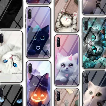 Ciciber Cat kitten Stiklo Atveju Xiaomi Pastaba MI 11 10 10T 9 A3 A2 Atveju Redmi 9 Pastaba 9S K30 K30S 8 8T 7 Lite Ultra Pro Funda