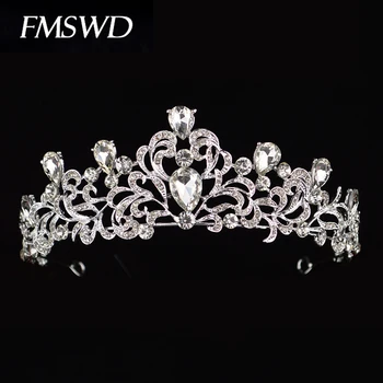 FMSWD Mados Karalienė Sidabro Karūna Naujos Įvairių Nuotakos Vestuvių Crystal Crown Deivė Gimtadienio kalnų krištolas Plaukų Aksesuarai