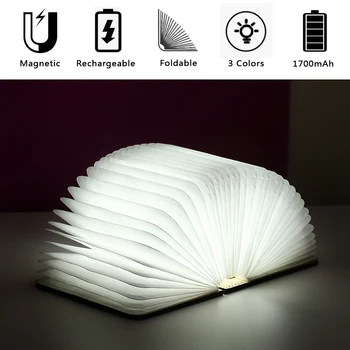 Nešiojamų 3 Spalvų 3D Kūrybos LED knyga Naktį šviesaus medžio 5V USB Įkrovimo Magnetinio Sulankstomas Stalas Stalo Lempa Namų Puošybai