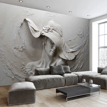Individualizuotos Fono paveikslėlį 3D Stereoskopinis Iškilumo Pilka Grožio Aliejaus Tapybai Šiuolaikinio Abstraktaus Meno Sienos Freskos Kambarį Miegamojo Tapetai