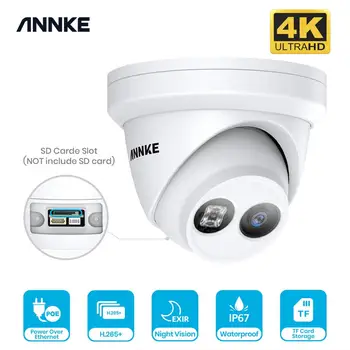 ANNKE 1PCS 4K Ultra HD POE Saugumo IP 8MP Kamera, Lauko, Patalpų Vandeniui Tinklo Dome EXIR Naktinio Matymo Pašto Įspėjimą CCTV Kit
