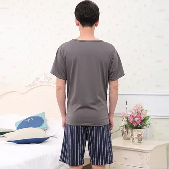 Vyrų pižama vasaros medvilnės trumpomis rankovėmis kelio ilgio kelnės vyrams naujas 2019 mielas animacinių filmų dviejų dalių plonas pajama komplektai mens pajama rinkinys