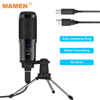 MAMEN USB Mikrofonas PC Kondensatoriaus Mikrofonas, Vokalas įrašų Studija Mikrofonas 