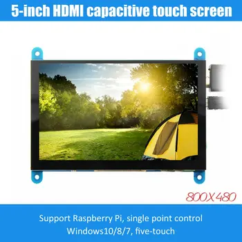 5-colių LCD monitoriaus su HDMI suderinamų 800X480 HD jutiklinis ekranas capacitive ekrano Aviečių Pi 4 B Modelis 3B+/3B/2B/B+