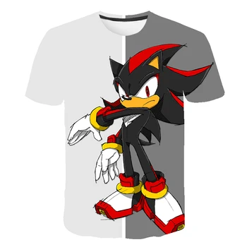 Naujų Animacinių filmų, Sonic the Hedgehog Spausdinti Mergaičių Marškinėliai Laisvalaikiui Mergina Madinga T-shirt Vaikų Harajuku Berniukas marškinėliai mada Vaikams Viršūnės