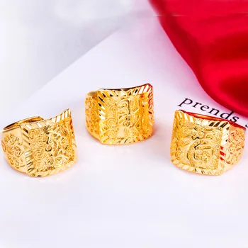 2019 Naujų Madingų Vyrų 24K Aukso Žiedas Viršų nekilnojamojo 24K Aukso Keli stiliaus Kasdien Vyrų Papuošalai Šalies Dovanų Dydis vestuvių papuošalai žiedai