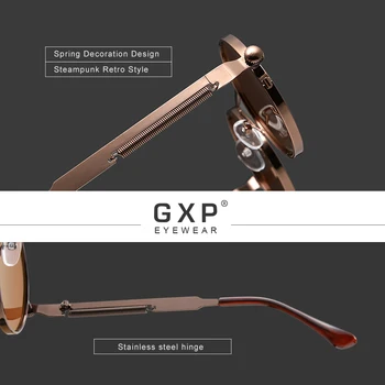 GXP 2021 Naujas Retro Gotikos Steampunk Akiniai nuo saulės, Poliarizuota UV400 Lens Vyrai Moterys Apvalus Metalinis Rėmas Aukštos Kokybės Saulės Akiniai