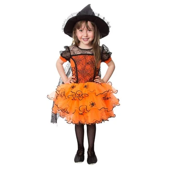 Helovinas Kūdikių Mergaičių Ragana Kostiumas Childs Suknelė voratinklyje Nėrinių Vaivorykštė Fancy Dress Kūdikių Apranga Vaikams Šalies Drabužių 0-5T