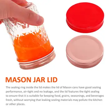 10vnt Mason Jar Dangteliai 70mm Reguliariai Burnos Mason Jar Dangteliai Spalvos Laikymo Dangteliai su Silikono Žiedai Mason Konservavimo Stiklainiai