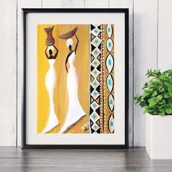 3 Plokštės Afrikos Moteris Drobė Menas Spausdinti Tapybos Triptiką Plakatas Sienos Nuotraukas, Gyvenamojo Kambario, Apdaila, Namų Dekoro Be Rėmelio