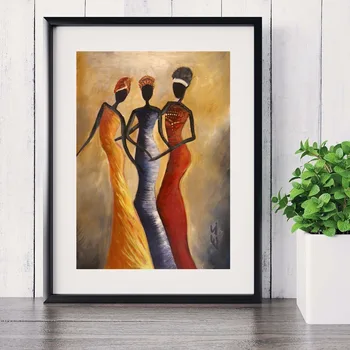 3 Plokštės Afrikos Moteris Drobė Menas Spausdinti Tapybos Triptiką Plakatas Sienos Nuotraukas, Gyvenamojo Kambario, Apdaila, Namų Dekoro Be Rėmelio