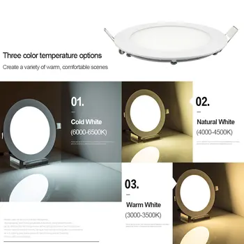 Pritemdomi Apvalus LED Skydelio lemputė 3w 4w 6w 9w 12w 15w 18w Embedded Downlight Balta/Šiltai Balta/Natūrali Balta Virtuvė, Vonios kambarys