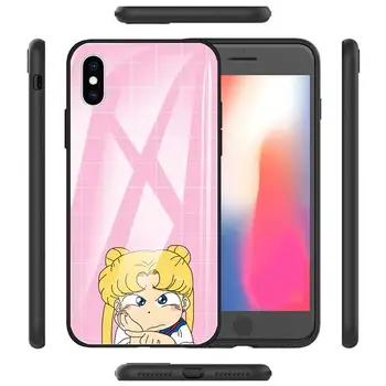 Grūdintas Stiklas Telefono dėklas Skirtas iPhone 12 Mini Pro 11 X XS Max XR SE 2020 7 8 6 6S Plius Padengti Coque Fundas Rubisafe Sailor Moon Anime