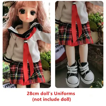 28cm Baby Doll Priedai 1/6 Bjd Drabužius Sąnarių Lėlės Uniformas Kolegija Stiliaus Uniformos Plisuotas Sijonas Kostiumas