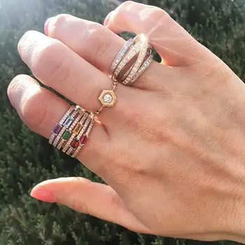 6 spalvų birthstone kamino krovimas žiedas rinkiniai sužadėtuvių žiedai paprasti mados moterų papuošalai lašas laivybos didmeninės kainos