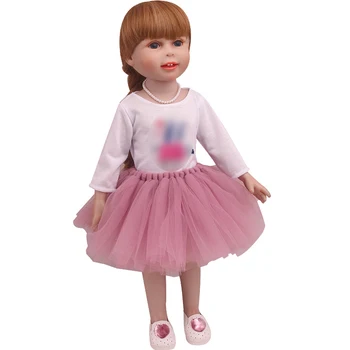 18 colių Mergaičių lėlės drabužiai Animacinių filmų spausdinimo ilgai marškinėliai + vaivorykštė sijonas Amerikos naujagimių suknelė žaislai tinkami 43 cm kūdikių lėlės c863