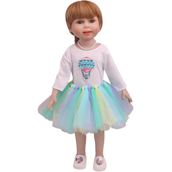 18 colių Mergaičių lėlės drabužiai Animacinių filmų spausdinimo ilgai marškinėliai + vaivorykštė sijonas Amerikos naujagimių suknelė žaislai tinkami 43 cm kūdikių lėlės c863