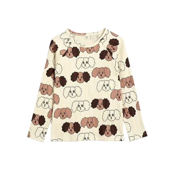 Ins2021 Pavasario ir Vasaros Naujų Mini Serijos Full Spausdinimo Mažylis Kūdikiui ilgomis rankovėmis T-shirt Antblauzdžiai Medvilnės Suknelė