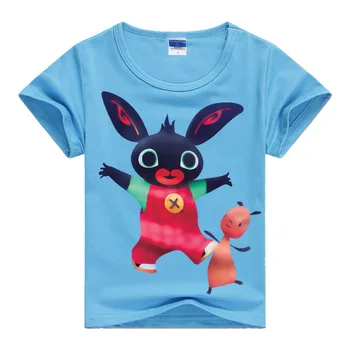 5-15Y Vaikų drabužiai nauji berniukų T-rankovės Bing Triušių spalvotų atspausdinti trumparankoviai merginos grafinis t marškinėliai