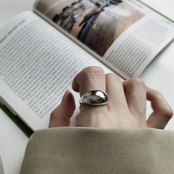 LouLeur 925 sterlingas sidabro Nereguliarus blizgaus Cilindro žiedai, sidabro Minimalistinio elegantiškas mados žiedai moterims vasaros papuošalai
