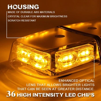 Castaleca Automobilis, Sunkvežimis, Pagalbos Įspėjimo Strobe Šviesos Dieną Veikia Flash 36 LED Rūko Žibintas 16 Mirksėjimo Režimai DRL Auto Automobilis-Optikos 12V