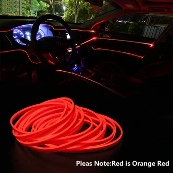 EL Viela Automobilio Salono Atmosfera, Aplinkos Šviesos Vamzdis LED Juostelės Lankstaus Neono Lempa, Švyti String Lengvųjų Automobilių Apdaila, Automobilių Stilius