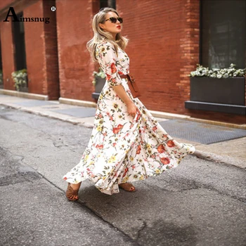 2020 metų Vasaros Ilgas, Maxi Suknelė Moterų Plius dydis 3xl Derliaus Gėlių Spausdinti Boho Sundress Atsitiktinis Šalies Vestido Femme Šifono Suknelės