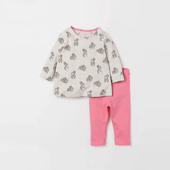 Mažai specialistė Baby Girl Boutique Drabužių Gyvūnų triušis vaikiški Drabužiai Marškinėliai+Kelnės 2020 M. Rudenį Bamblys Drabužiai, Kostiumai