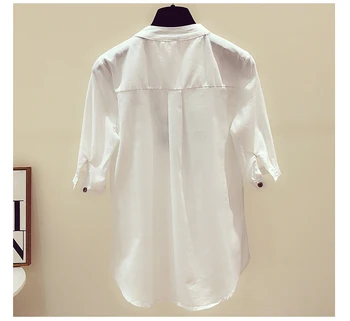 Moteriški viršūnes ir palaidinės, marškinėliai moterims balta palaidinė plius dydis moterų, Siuvinėjimas V-Kaklo marškinėliai moterims 2020 metų vasaros naują 3140 50