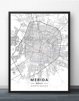 Kankunas Guadalajara Merida Meksikos Monterėjaus Miesto Puebla Miesto Tampico Tijuana Meksikos Žemėlapis Plakatas