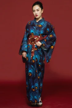 Lady Japonų Tradicija Kimono Yukata Vonia, Chalatas, Suknelė Su Obi Gėlių Derliaus Vakare Šalis Suknelė geiša Cosplay Kostiumų H9019