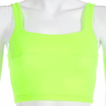 Weekeep Bodycon Aikštėje Tankų Moterų Fluorescencinė Žalia Streetwear Fitneso Bako Viršuje Apkarpytos Sxey Backless Treniruotės Pasėlių Viršuje 2019