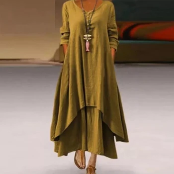 Elegantiška Vintage Kietas Prarasti Šalis Suknelė Moterims 2021 M. Pavasarį Atsitiktinis Medvilnės Skalbiniai, Maxi-Line Suknelės Moterų Mygtuką Dizaino Suknelės