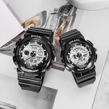 Pora Laikrodžiai Sporto laikrodis atsparus Vandeniui 50M Laikrodžio Šviesos reloj Auto Data Laikrodžius Juodojo Aukso Žiūrėti Moterų Ir Vyrų Laikrodžiai