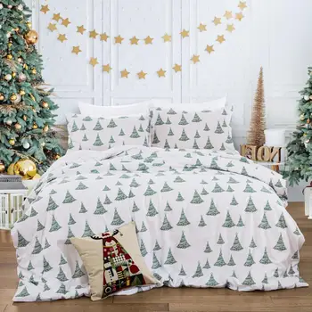 Kalėdų Medis, Patalynės Komplektas, Žalios spalvos Antklode Padengti Karalienė Dydžių Vienas Dvivietis Double King Size Namų Tekstilės 3pcs Dropship