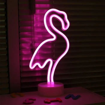 Neoninės Šviesos Ženklas LED Nakties Šviesos Flamingo Vienaragis Kaktusas Lempos Baterija, Miegamojo Lentelė Namų Vestuvių papuošalai Kalėdų