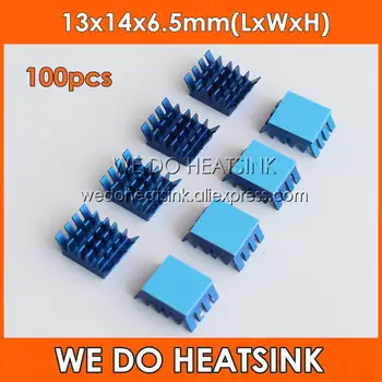 MES HEATSINK 100vnt 13x14x6.5mm Mėlyna Anoduoto Smailas Aliuminio VGA Card DDR RAM Atminties Aušintuvo Heatsink Su Šilumos Padas
