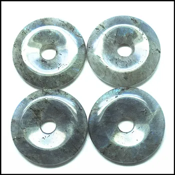 2vnt Gamtinių Importo Labradoras Akmens apvalios formos akmenį, pakabučiai dydis 40mm, choker karoliai 