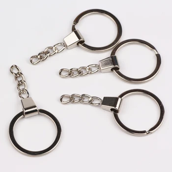 30pcs Raktų Žiedas Key Chain, Su Metalo Nuorodą Grandinės Porte Clef Rodis Padengtą paketų prižiūrėtojų raktinę Padalinta Žiedas Papuošalai Medžiagos Išvados