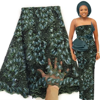 Way Naujas Žalsvai Afrikos Nėrinių Audinio 5 Metrų Aukštos Kokybės China Siuvinėjimo Nigerijos Moterys Šalis Suknelė Prancūzijos Tiulio Grynosios Medžiagos