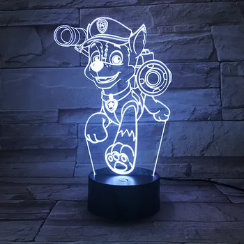 Paw Patrulių 3D LED Nakties Šviesa 7 Spalva Keičiasi Lempos Kambarį Apdailos Mielas Animacinių filmų Veiksmų Skaičius, Žaislas, Skirtas Gimtadienio, Kalėdų Dovana