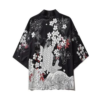 Stilingas Streetwear Japonų Stiliaus Patogus Pagerėjo Kimono Yukata Vyrų, Moterų Megztinis японская одежда Drabužius японский стиль