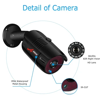 H. 265 ANRAN POE Kulka kamera 2MP, Lauko Apsaugos Kameros IR Night Vision POE Kamera Namų Vaizdo Sueveillance Saugumo Kameros