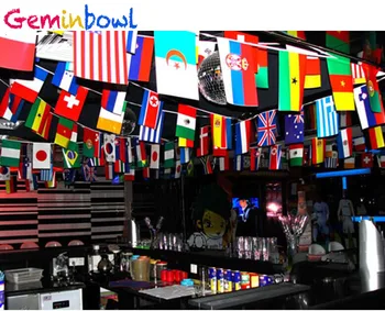 Geminbowl 25-65M 100-200 vnt. skirtingų Šalių String Vėliavos Tarptautinės Pasaulyje Reklama Starta baras namų šaliai dekoro
