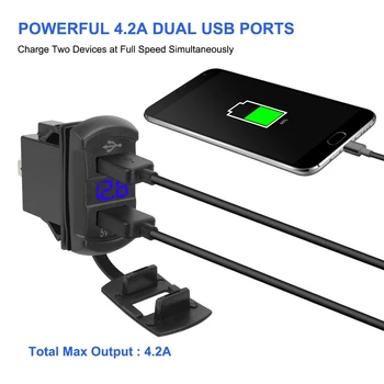 Dual USB Auto Adapteris atsparumas Vandeniui Automobilinis Kroviklis 5V 4.2 Skaitmeninis Ekranas, apsauga nuo dulkių Telefono Įkroviklį, Automobilių RV Kemperis Namelius
